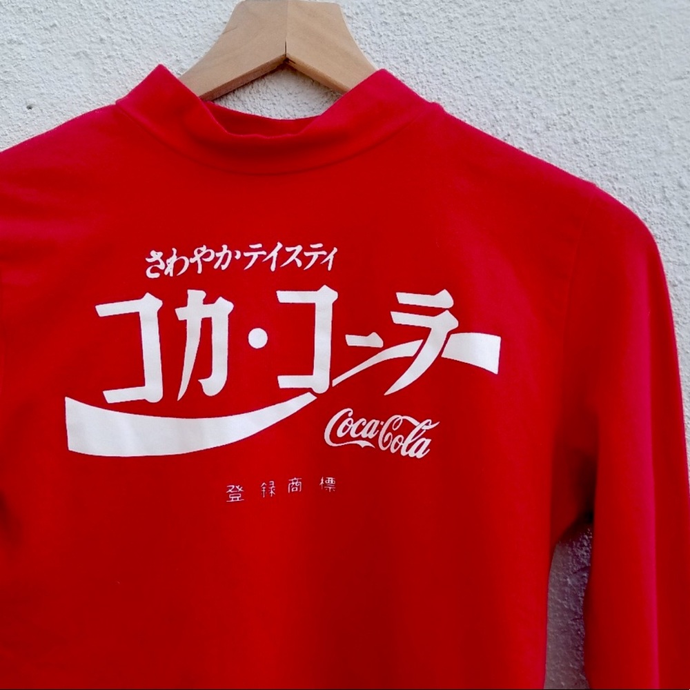 Coca cola red long sleeve turtleneck crop top